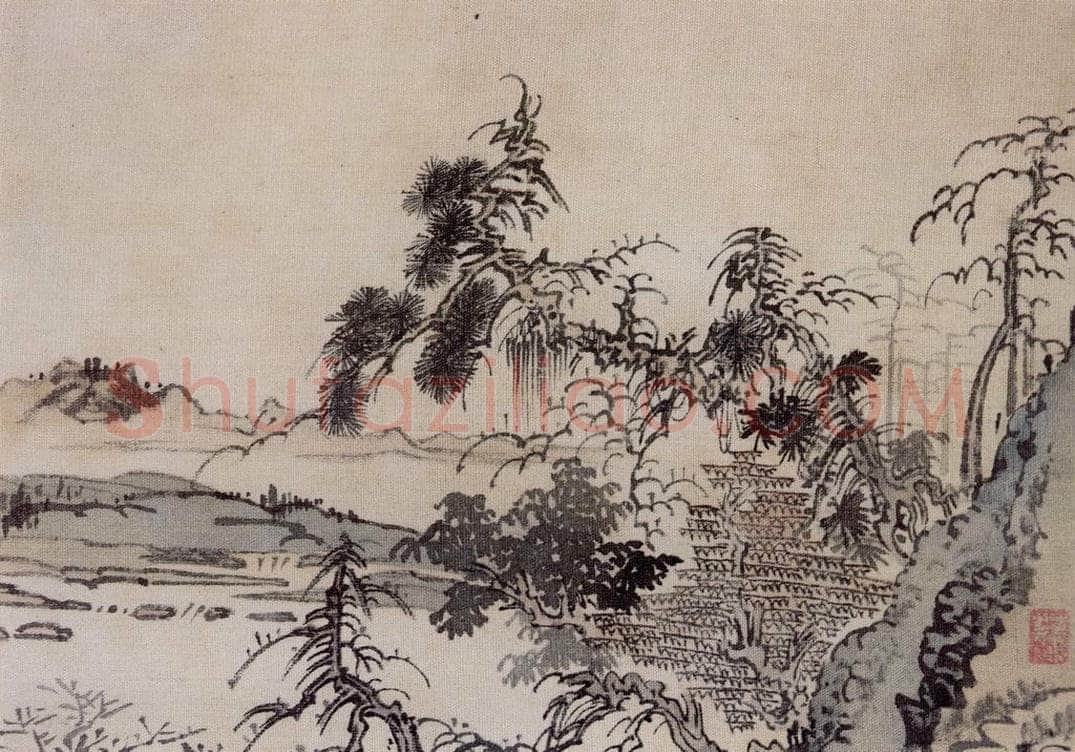  溥心畲 《仿燕文贵山水手卷》 书画作品