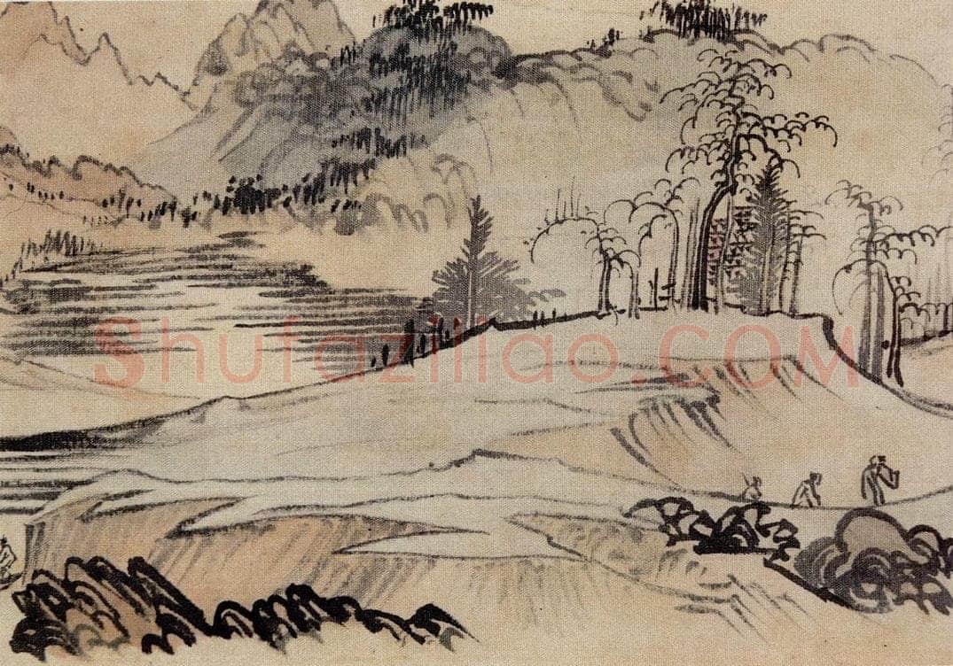  溥心畲 《仿燕文贵山水手卷》 书画作品