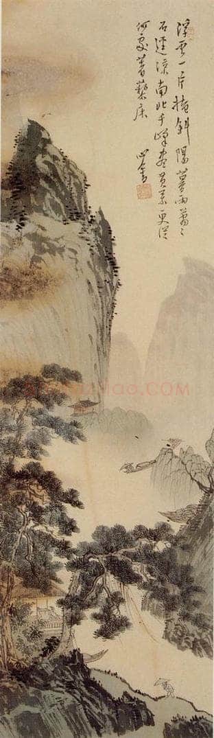  溥心畲 《千峰暮雨》 书画作品
