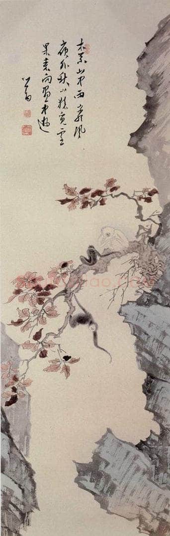  溥心畲 《秋山猿觅图》 书画作品