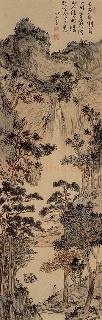  溥心畲 《山水四条屏》 书画作品