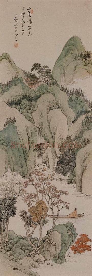 1935年 溥心畲 《夕阳秋色》 书画作品