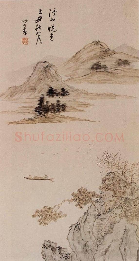 1949年 溥心畲 《溪山晚色》 书画作品