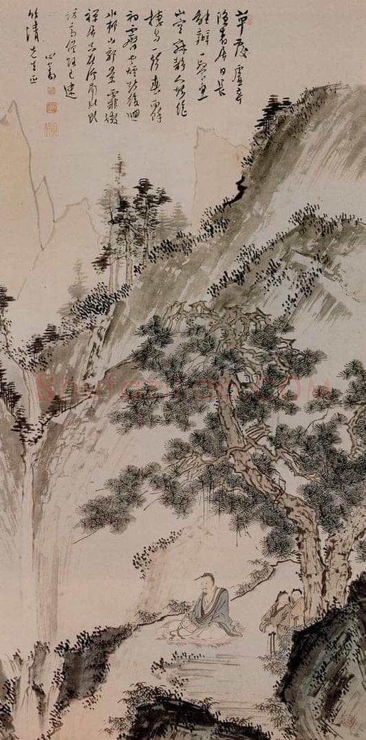  溥心畲 《松荫读书图》 书画作品