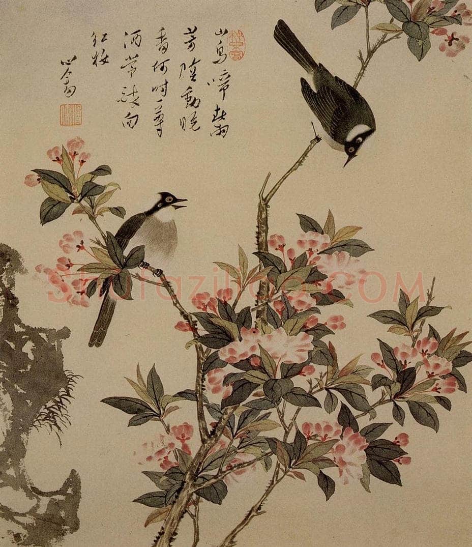  溥心畲 《山鸟啼春》 书画作品