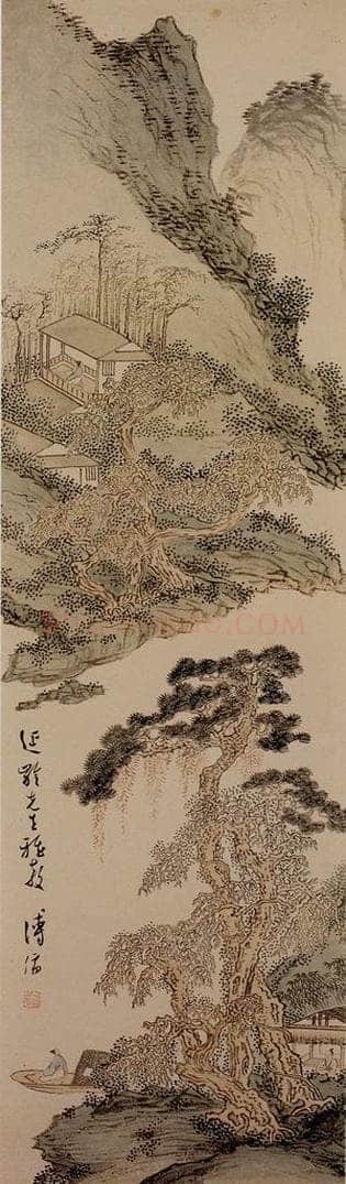  溥心畲 《轻舟逸趣》 书画作品
