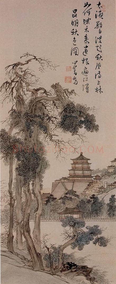  溥心畲 《昆明秋色》 书画作品