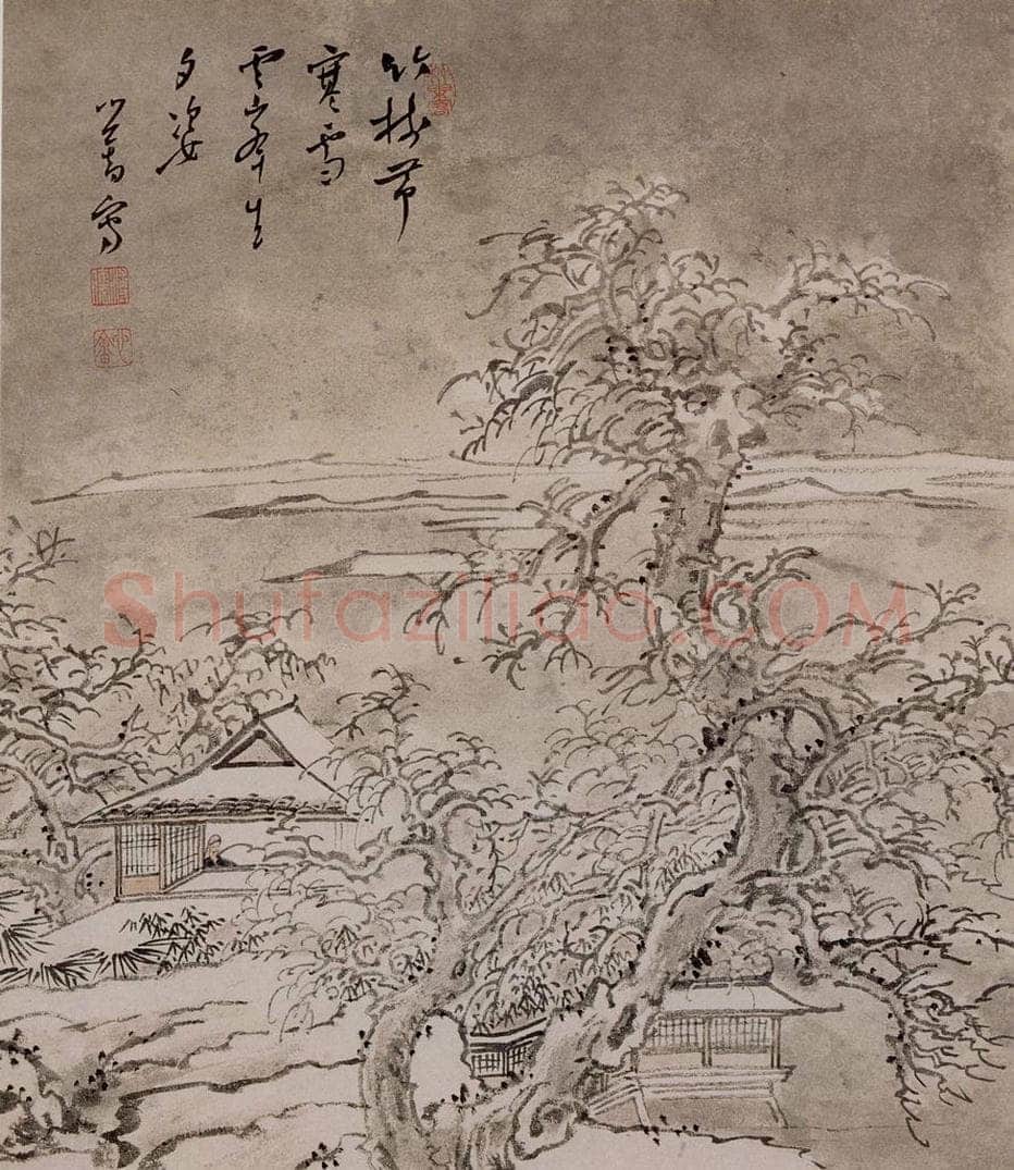 溥心畲 《夕雪图》 书画作品