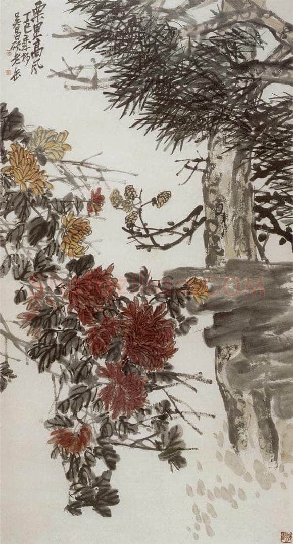 民国 吴昌硕 《栗里高风》 书画作品