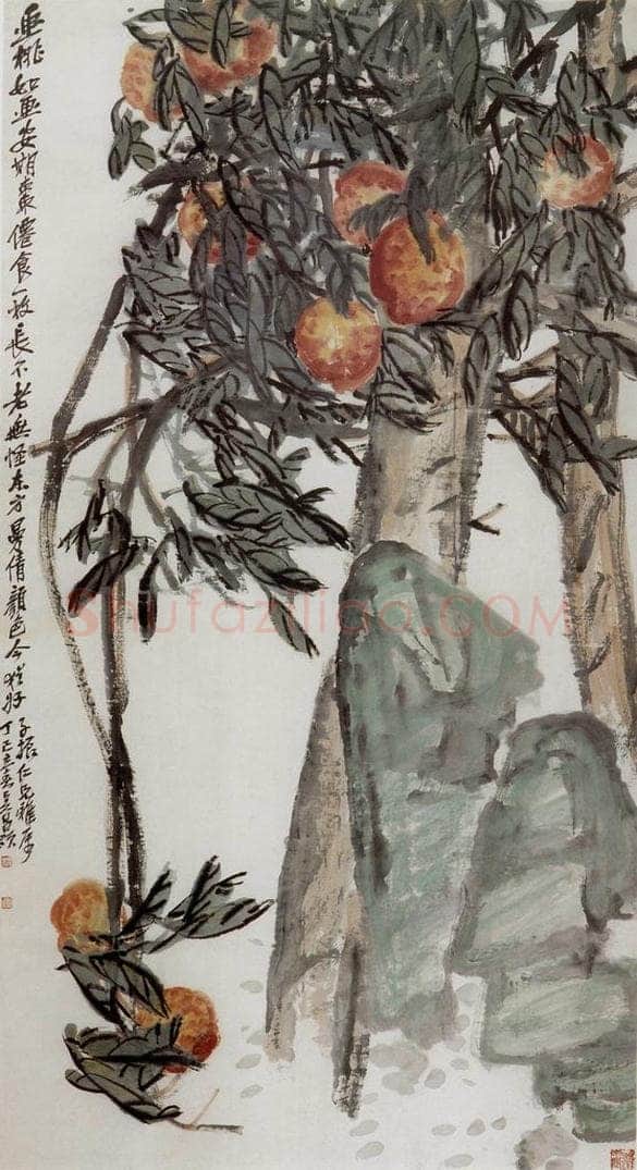 民国 吴昌硕 《桃石图》 书画作品