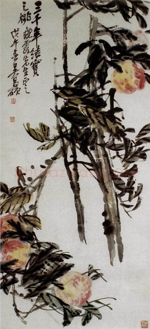 民国 吴昌硕 《寿桃》 书画作品
