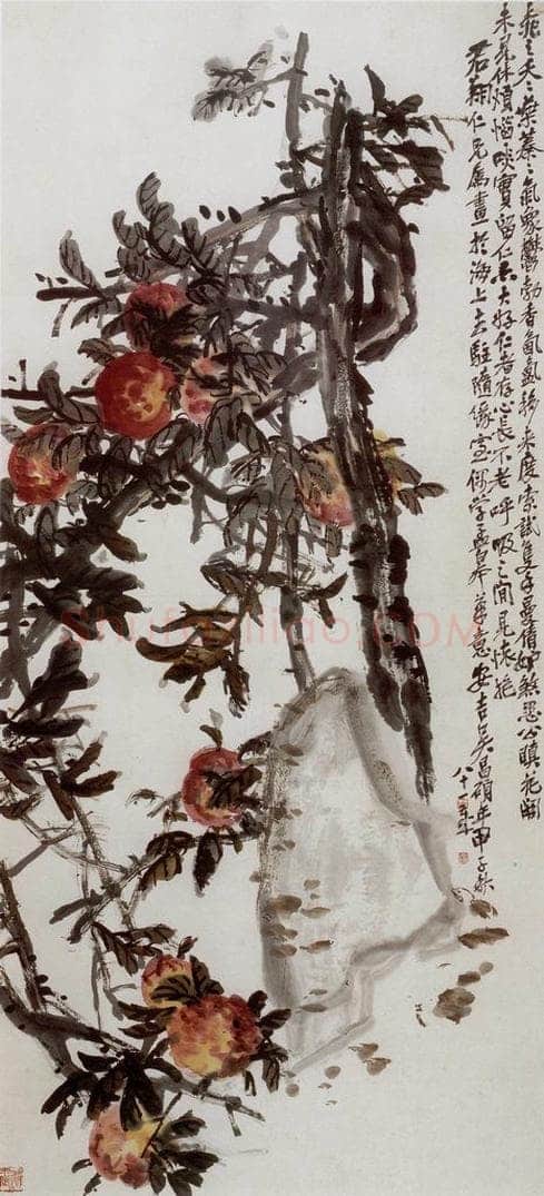 民国 吴昌硕 《桃石》 书画作品
