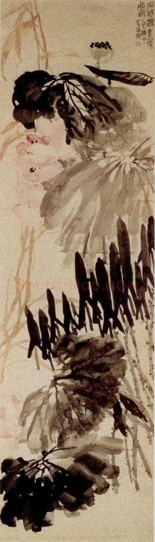 清 吴昌硕 《秋荷》 书画作品