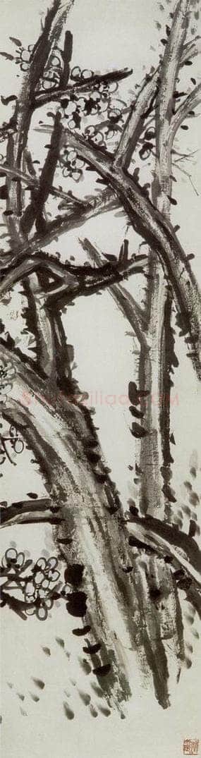 民国 吴昌硕 《绿梅通景屏》 书画作品