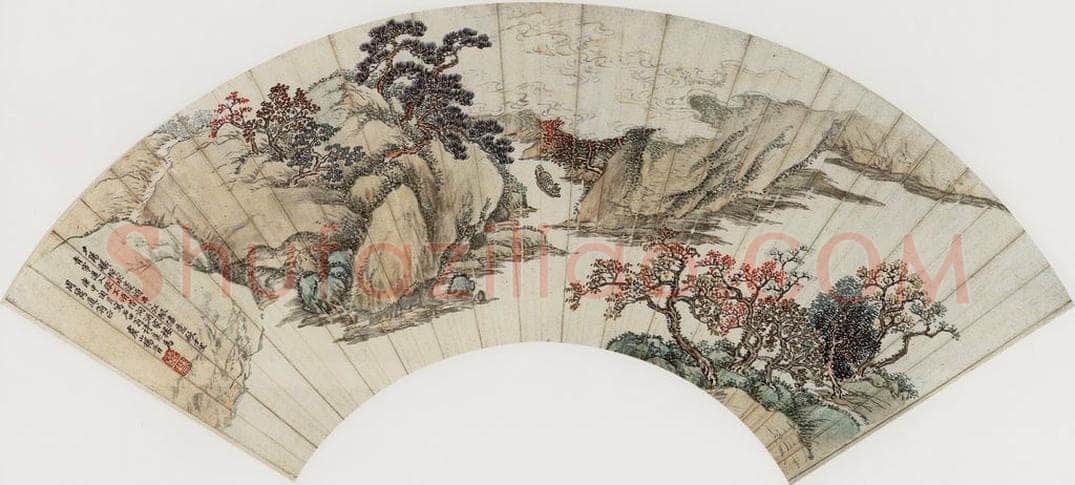 清代 杨晋 《江枫舣棹图》 书画作品