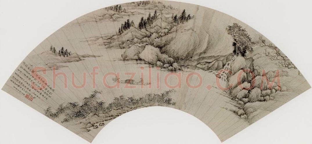 清代 张宗苍 《秋江钓月图》 书画作品