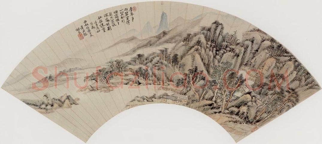 清代 王昱 《松衫烟霭图》 书画作品