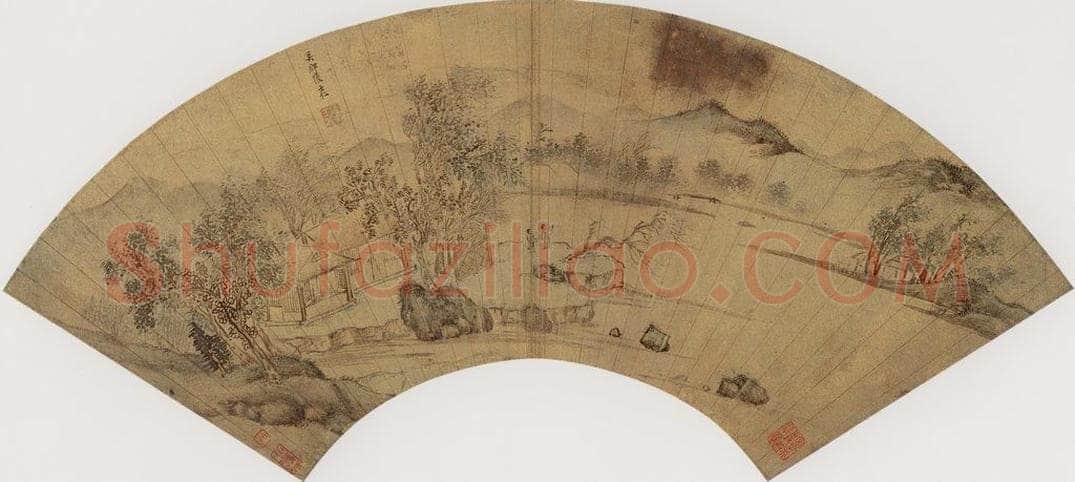 明代 陆士仁 《秋夜景物图》 书画作品