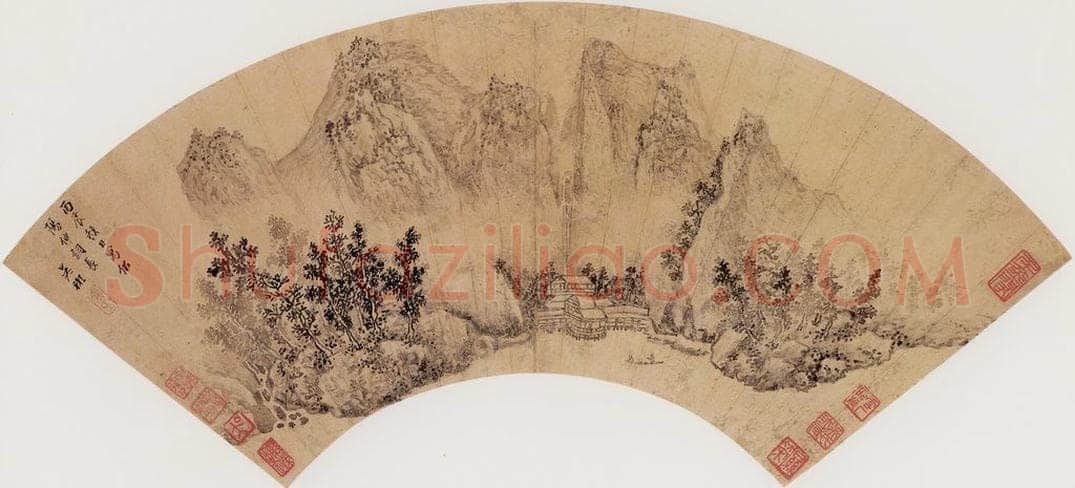 明代 吴彬 《泛舟访友图》 书画作品