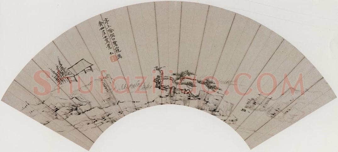 清代 弘仁 《松岸春居图》 书画作品