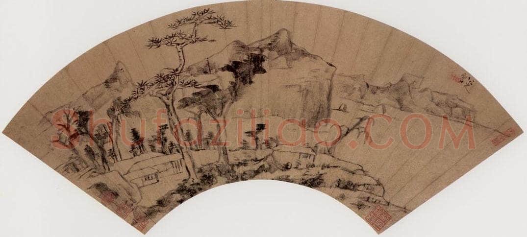 清代 朱耷 《远山林屋图》 书画作品