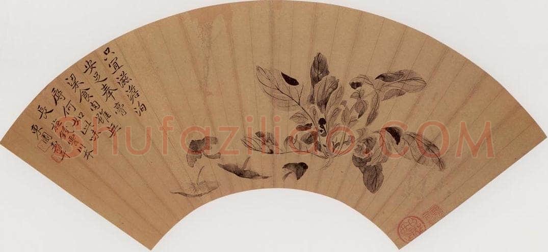 清代 恽寿平 《青菜蘑菇图》 书画作品