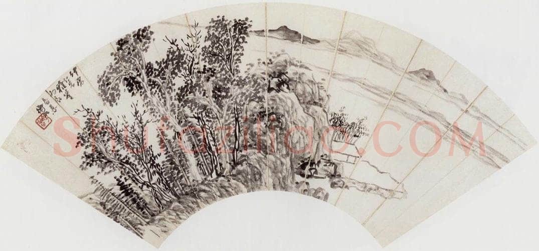 1916年 陈师曾 《山水扇面》 书画作品