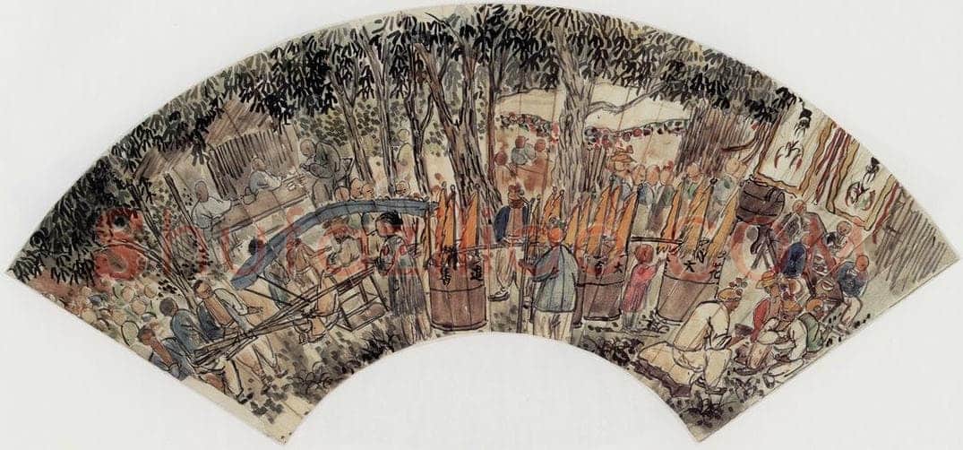 1920年 陈师曾 《山水人物扇面》 书画作品