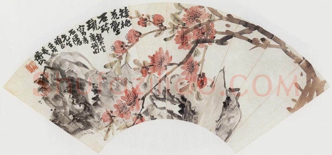 1922年 陈师曾 《桃花扇面》 书画作品