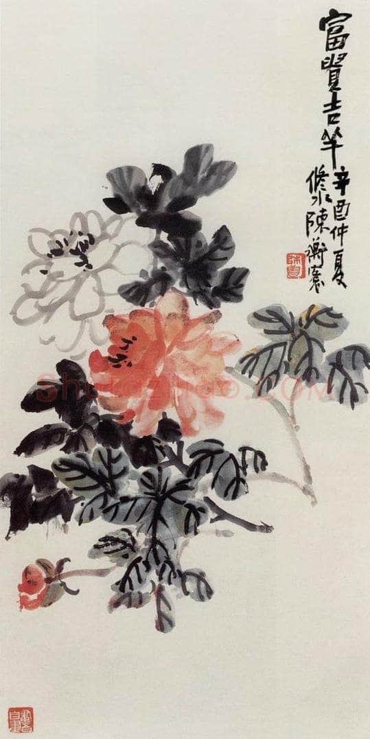 1921年 陈师曾 《花卉四屏》 书画作品