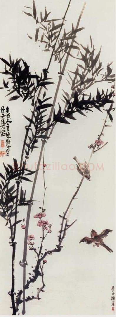 1922年 陈师曾 《梅竹双雀》 书画作品