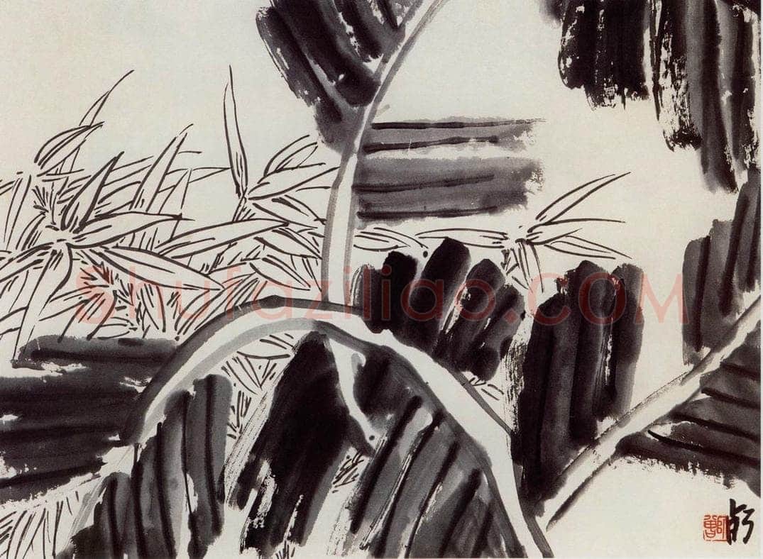 无纪年 陈师曾 《芭蕉竹叶》 书画作品
