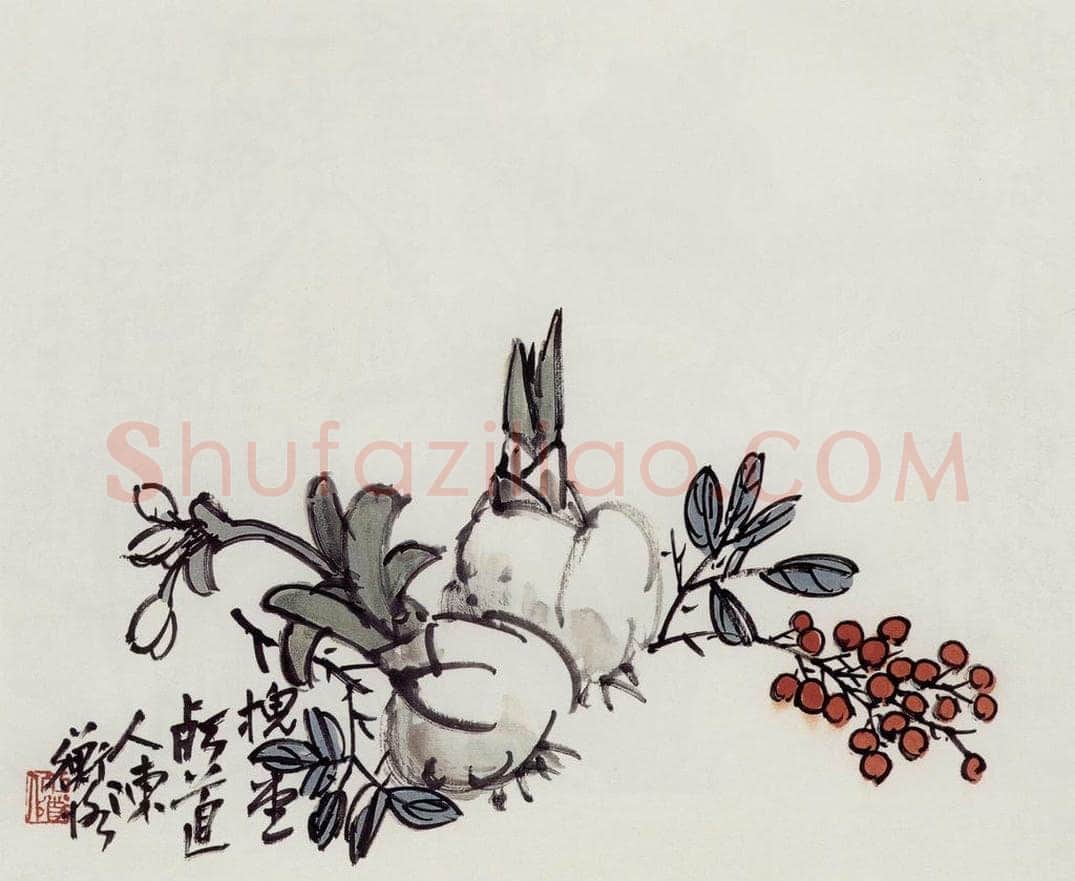 无纪年 陈师曾 《水仙天竹》 书画作品