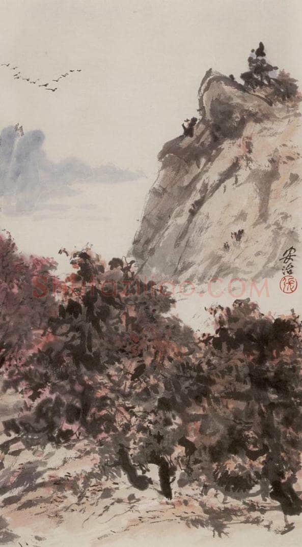 1988年 张安治 秋林飞鸟 书画作品