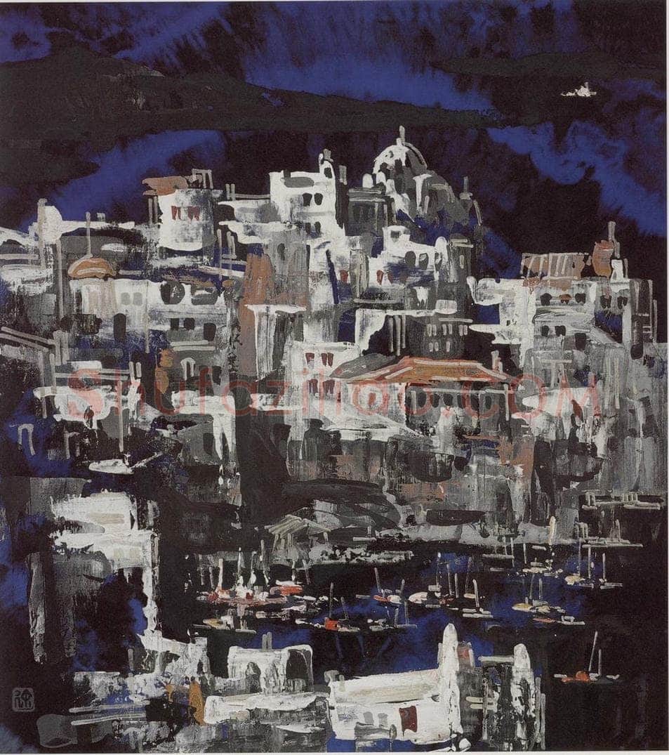 1988年 徐希 《希腊小岛》 书画作品