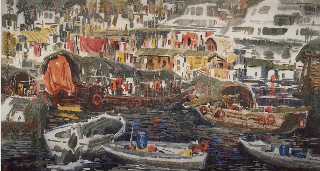1993年 徐希 《香港铜锣湾》 书画作品