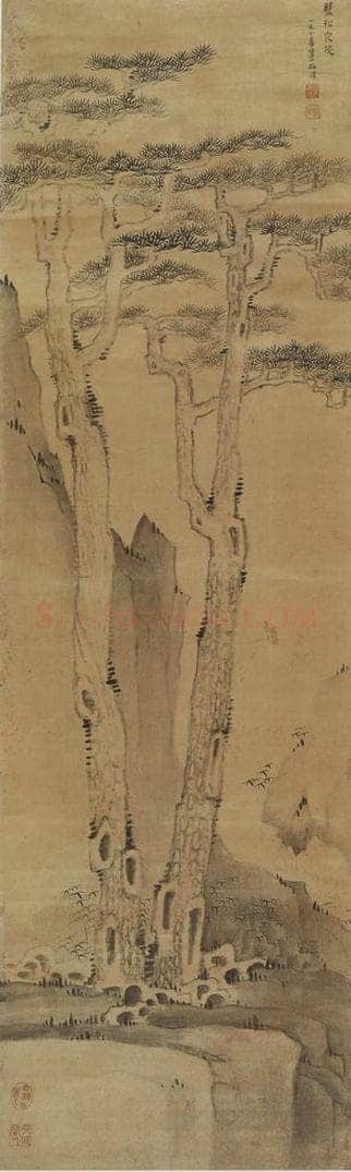 清 梅清 《梅清双松图轴》 书画作品