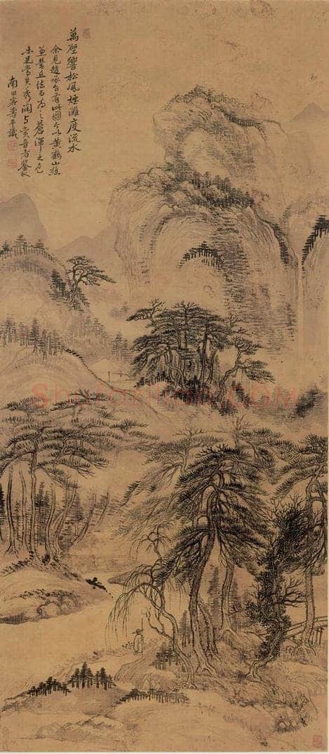 清 恽寿平 《恽寿平万壑松风图轴》 书画作品