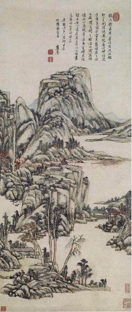 清 王原祁 《王原祁仿大癡山水图轴》 书画作品