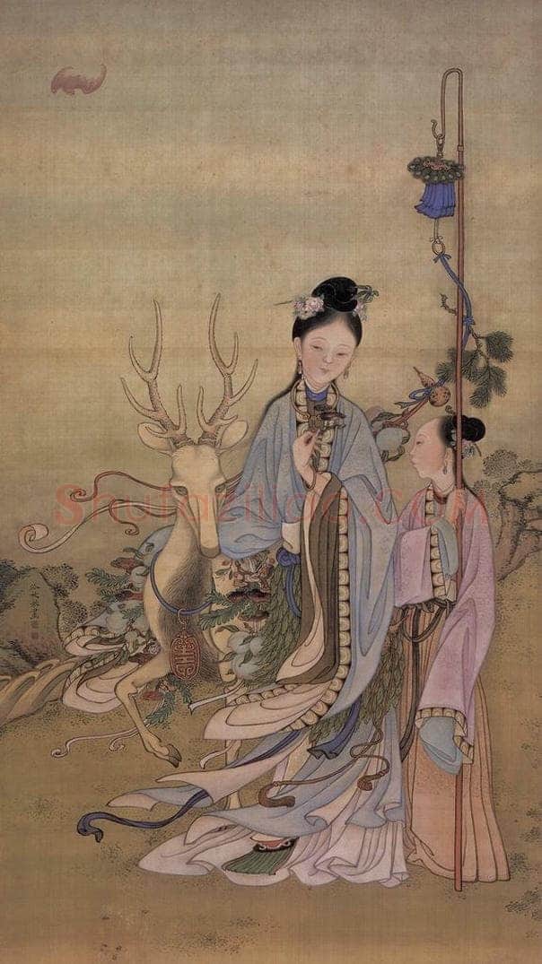清 冷枚 《冷枚美人献寿图轴》 书画作品