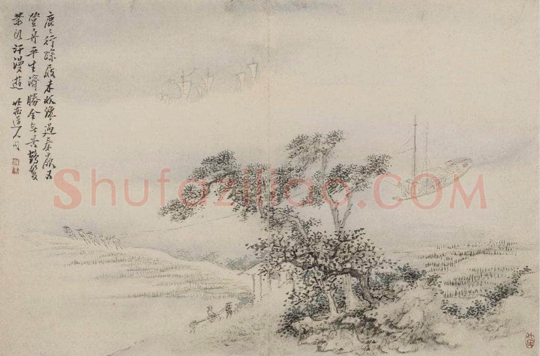 清 上官周 《上官周诗画图册》 书画作品