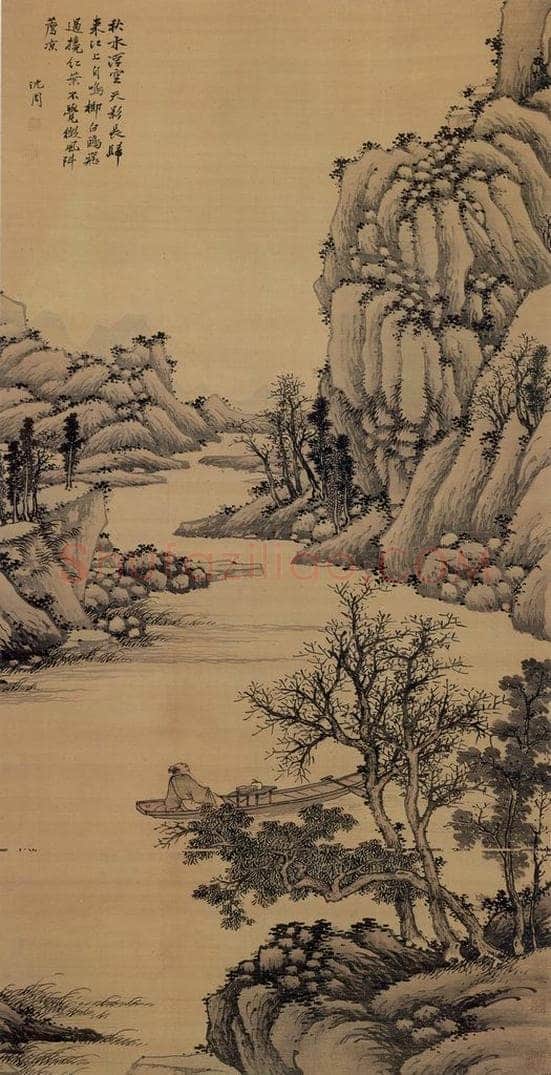 明 沈周 《沈周秋泛图轴》 书画作品
