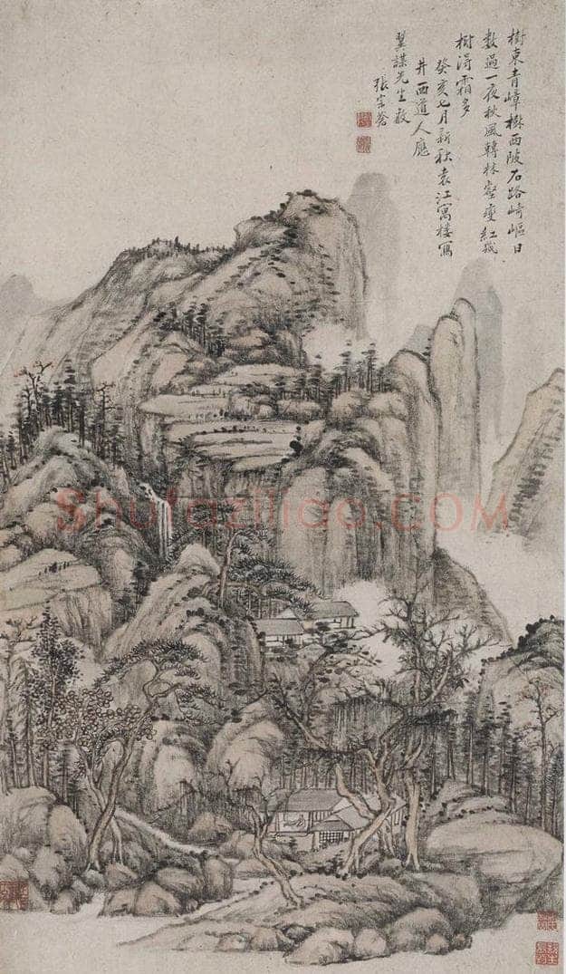 清 张宗苍 《张宗苍松山枫树图轴》 书画作品