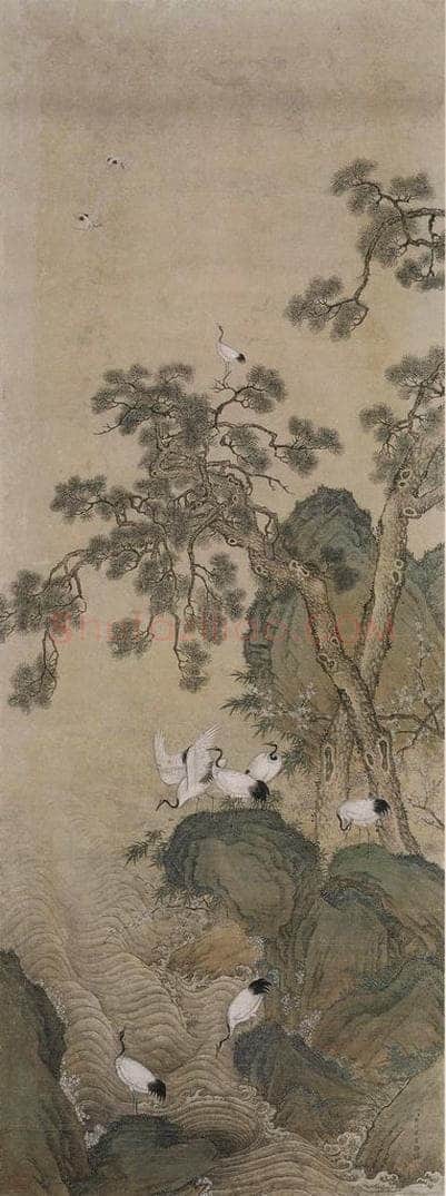 清 戴洪 《戴洪松鹤图轴》 书画作品