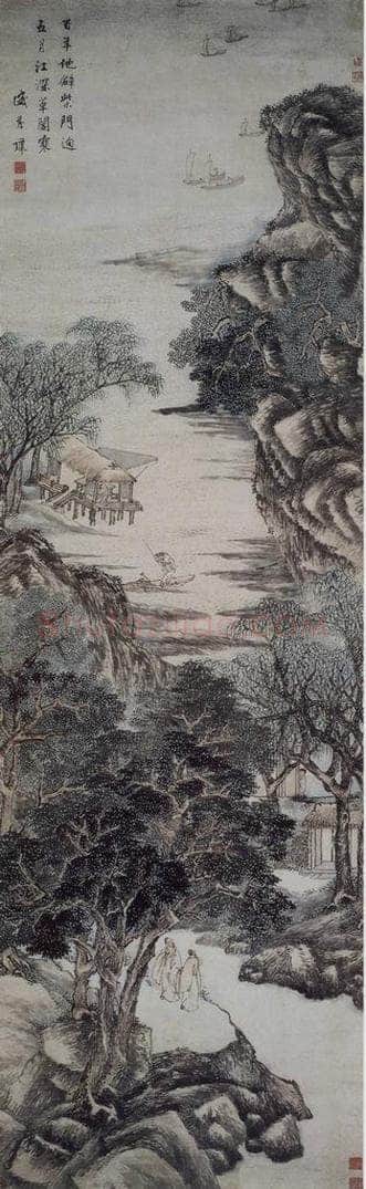 明 盛茂烨 《盛茂烨江深草阁图轴》 书画作品