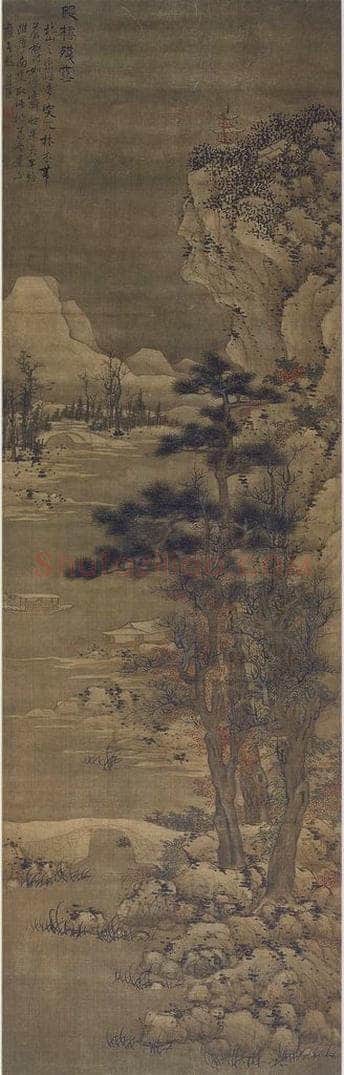 明 蓝瑛 《蓝瑛断桥残雪图轴》 书画作品