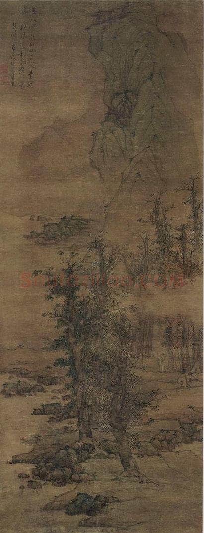 明 蓝瑛 《蓝瑛曳杖云林图轴》 书画作品