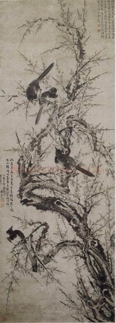 清 陈嘉言 《陈嘉言梅鹊图轴》 书画作品