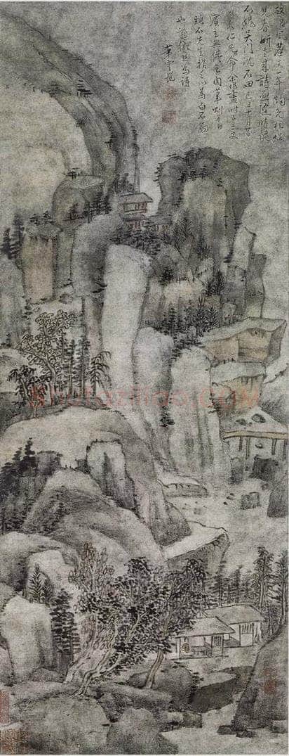 清 萧云从 《萧云从山水图轴》 书画作品