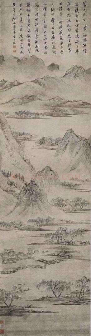 清 查士标 《查士标仿宋元山水图屏》 书画作品